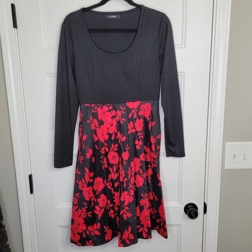 Mixfeer Long Sleeve Floral Print Dress Size L